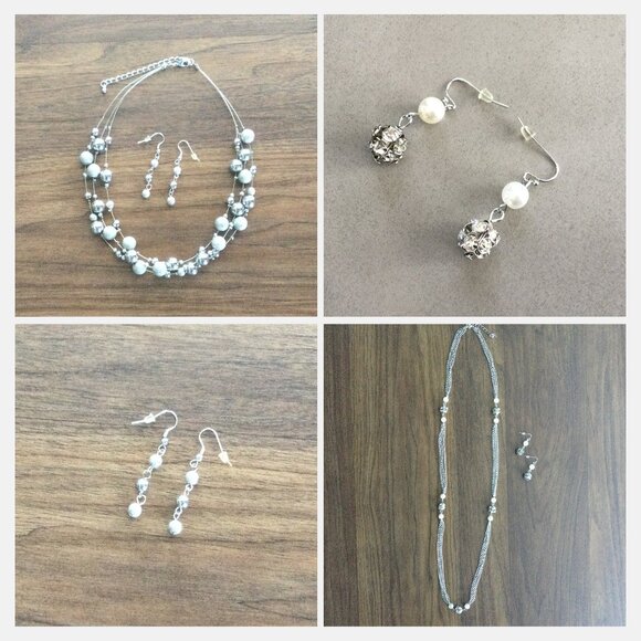 Elegant Jewelry Set: 2 Necklaces & 2 Pairs of Earrings - Picture 1 of 5